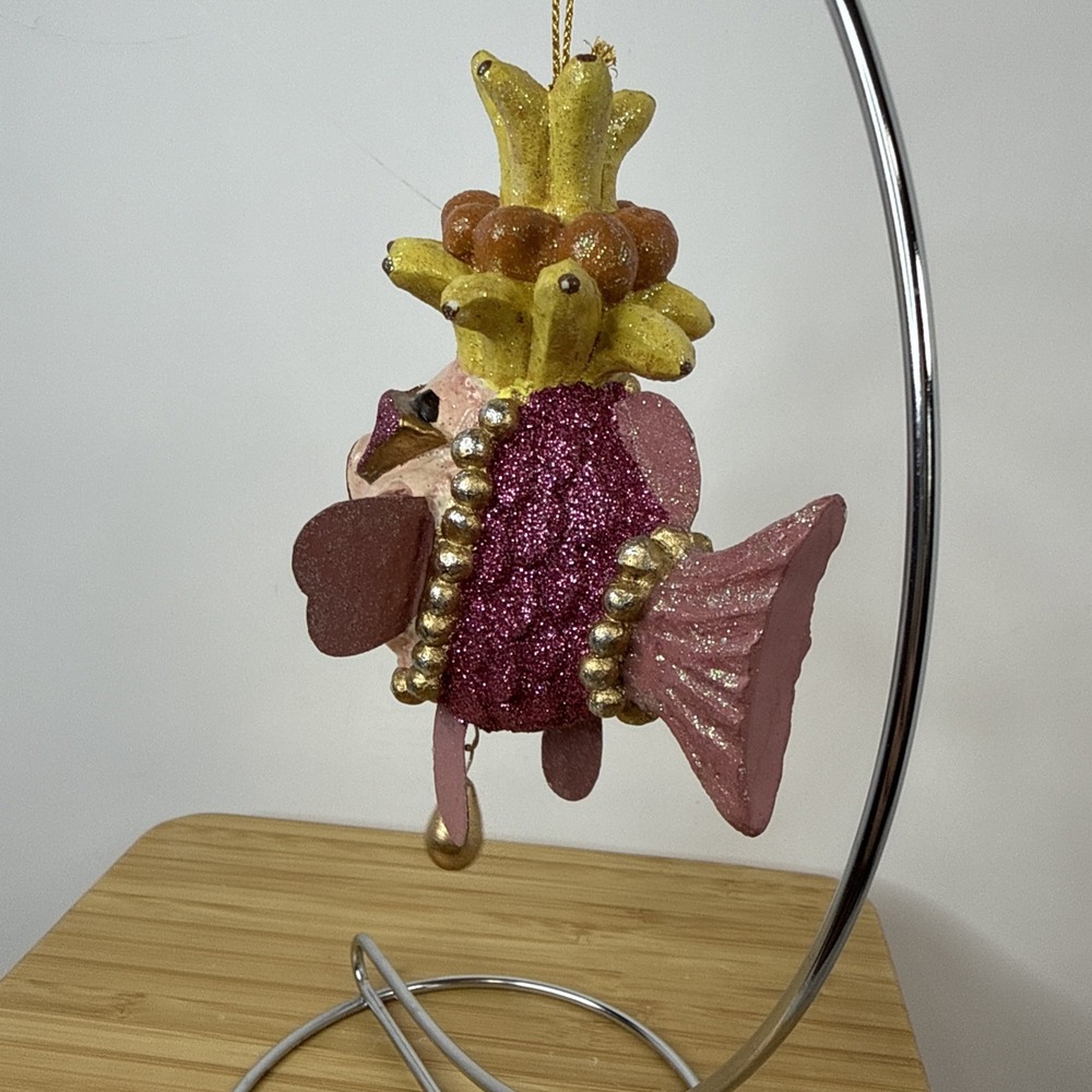 Katherines Collection Pink Kissing Fish Christmas Ornament Banana Fruit Crown - Picture 7 of 9